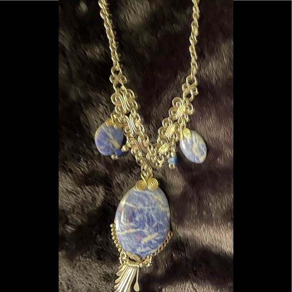 Lapis Necklace.   BL/BL - Picture 3 of 4